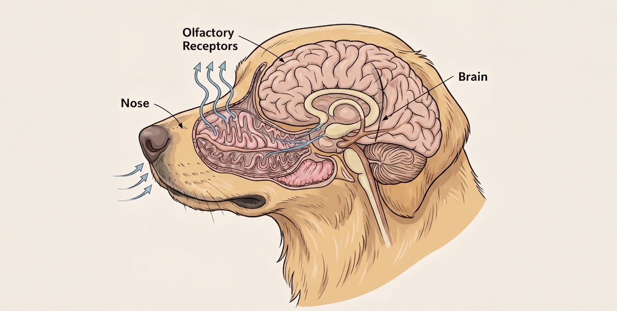 Anatomical illustration — dog olfactory system