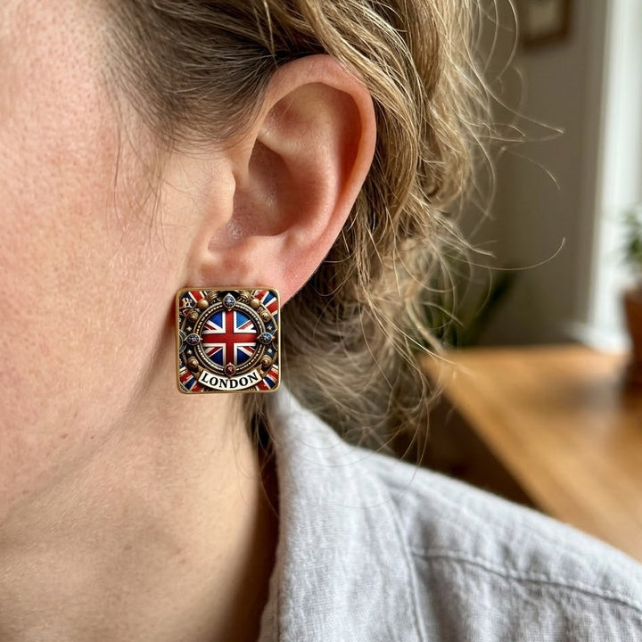 British Square Earrings