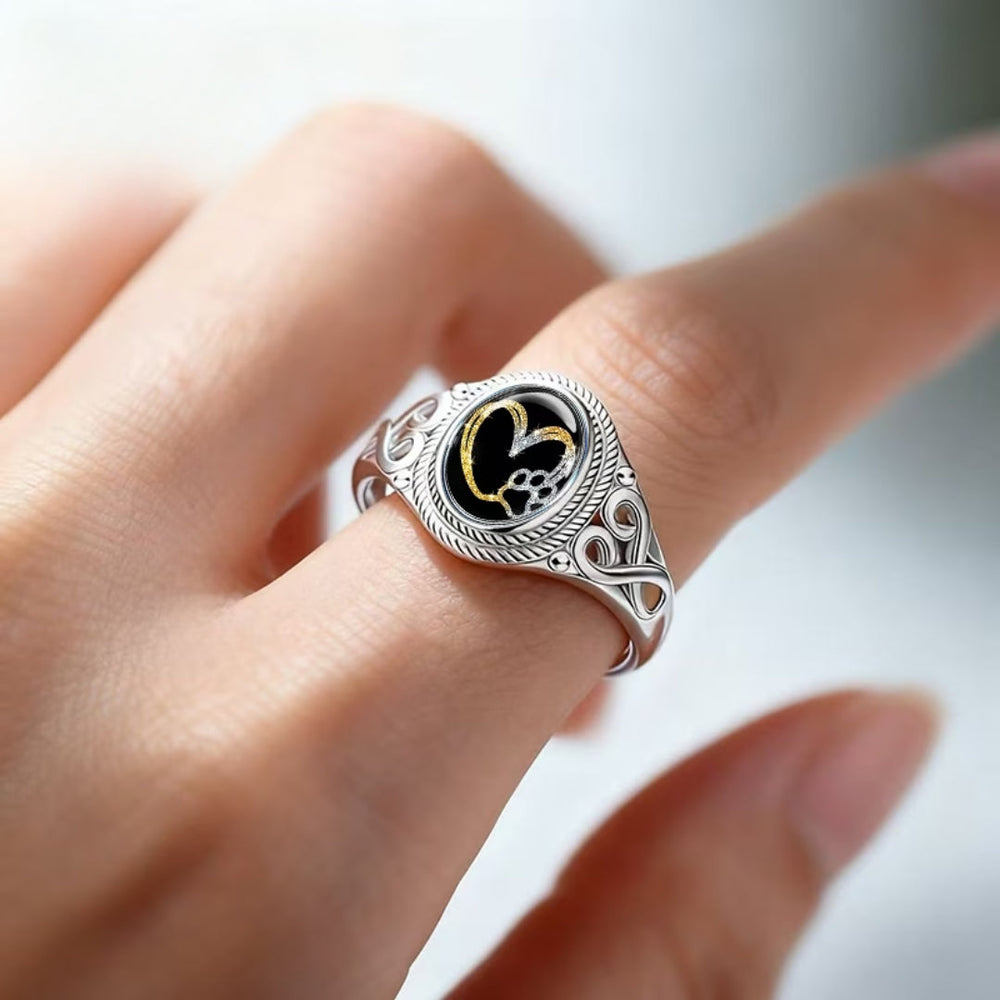 Artisanal Golden Heart & Paw Ring