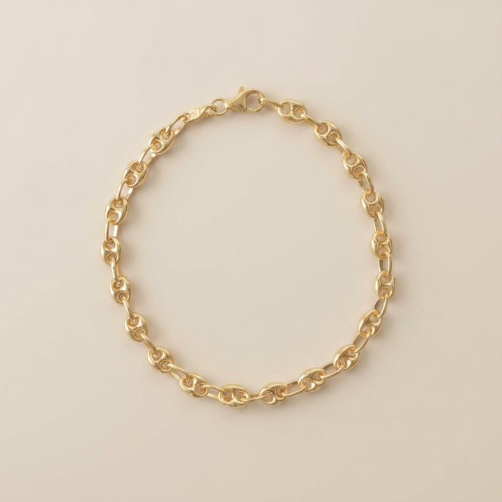 Petite Puffed Mariner Chain Bracelet Gold