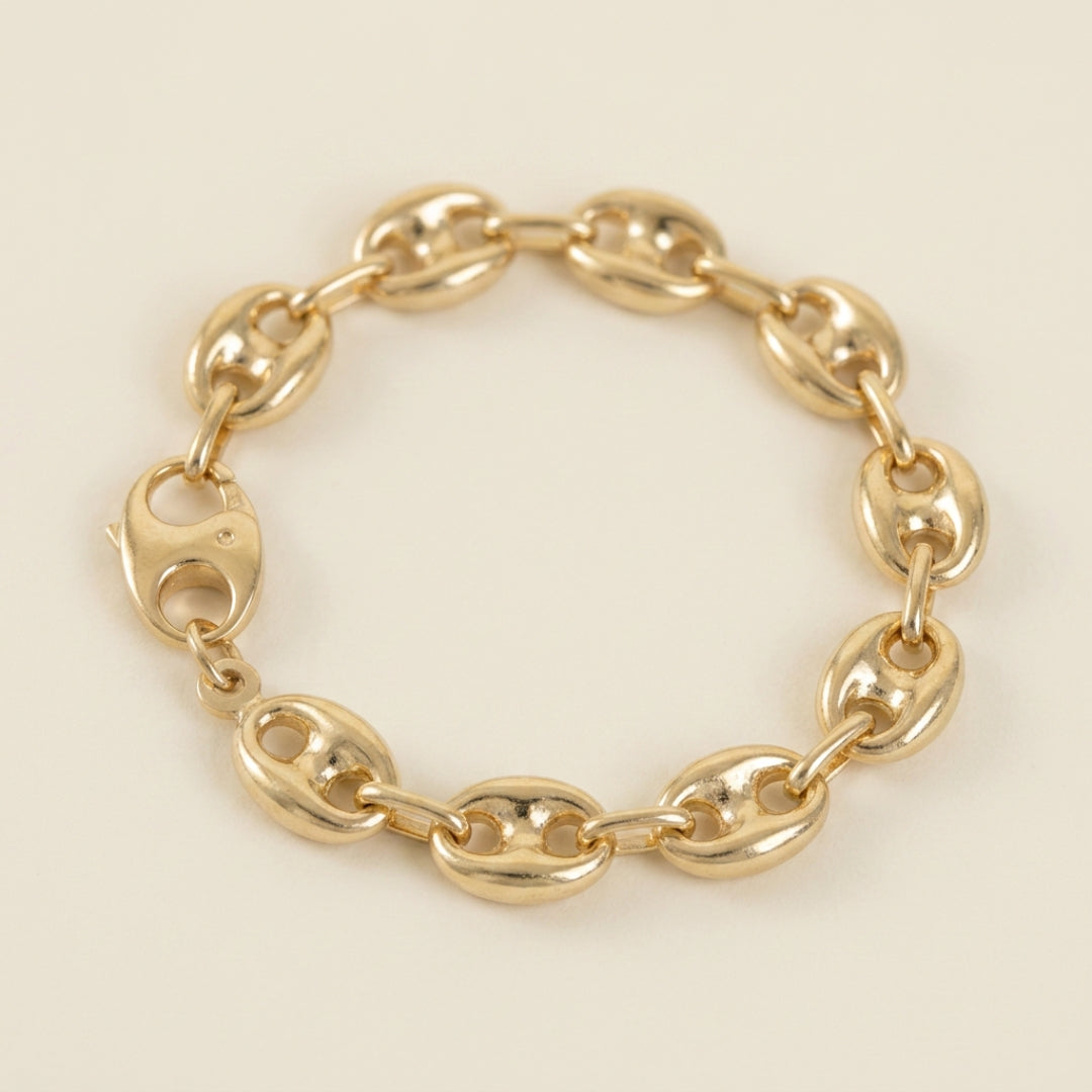Puffed Mariner Chain Bracelet Gold