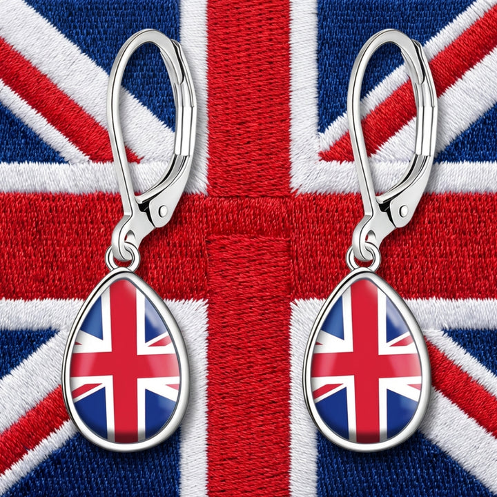 Waterdrop British Flag Pattern Earrings