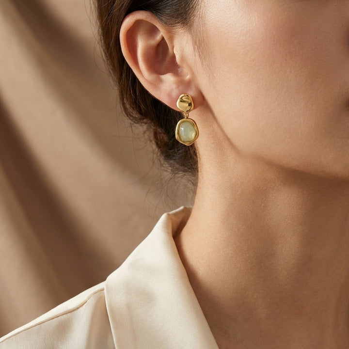 Gold Aquamarine Drop Earrings