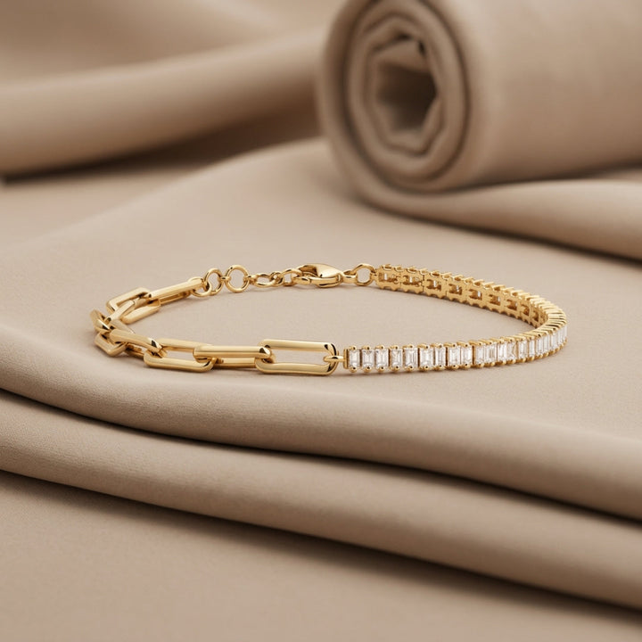 Serena Baguette Tennis Link Bracelet Diamond