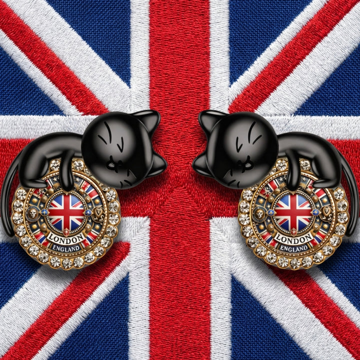 Black Cat British Earrings