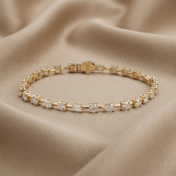 Amara Fancy Shape Tennis Bracelet Yellow Gold