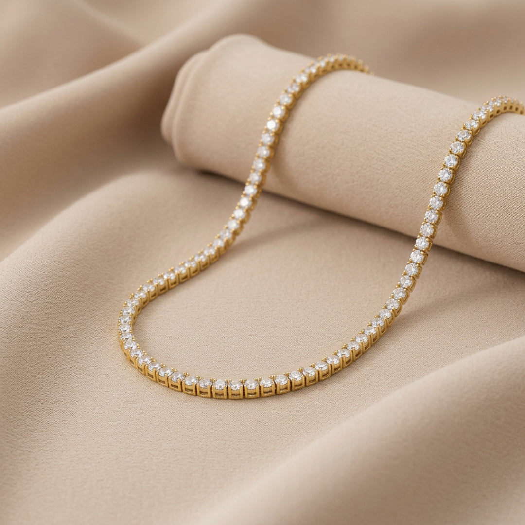 Petite Diana Tennis Necklace Diamond 5.0ctw Yellow Gold