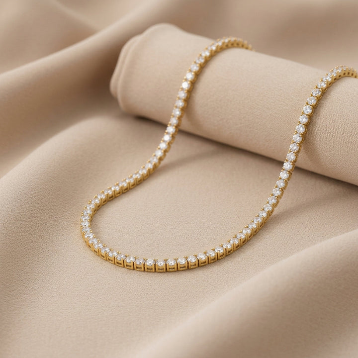 Petite Diana Tennis Necklace Diamond 5.0ctw Yellow Gold