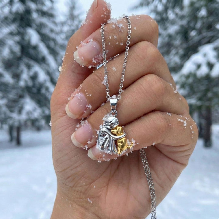 Silver &amp; Gold Hug Dog Necklace