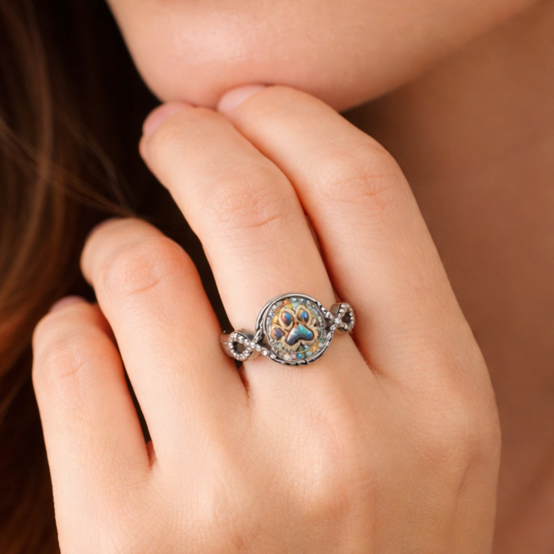 Artistic Stained Glass Paw Ring