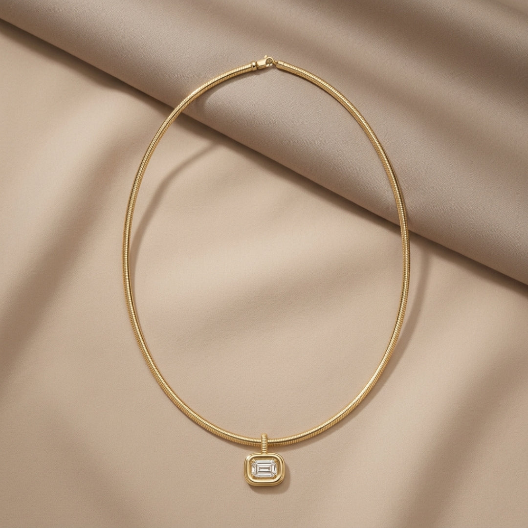 Margot Pendant Emerald Cut Diamond Necklace