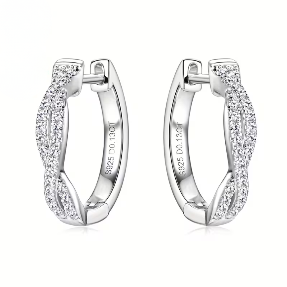 Twisted Sparkle Hoops Earrings