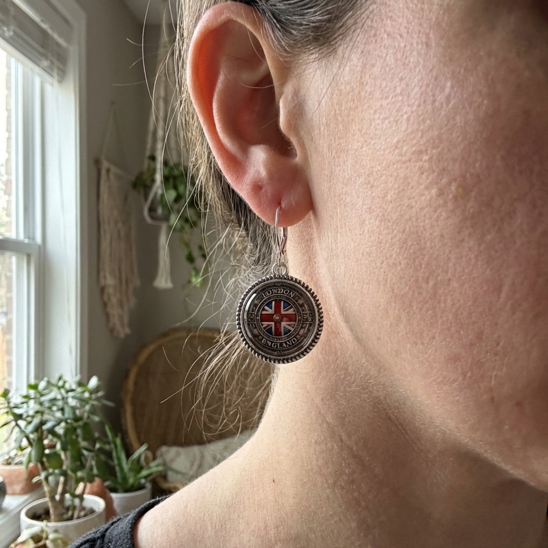 Vintage British Round Earrings