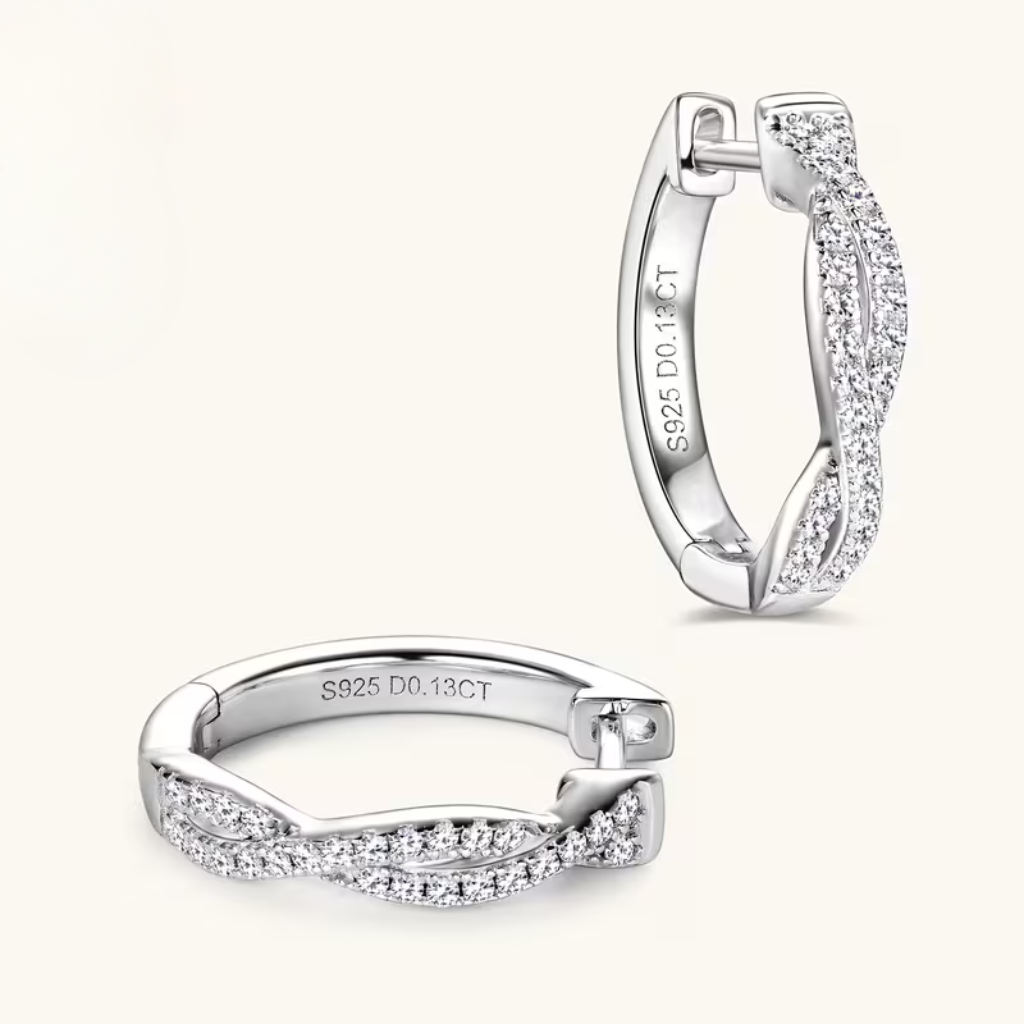 Twisted Sparkle Hoops Earrings