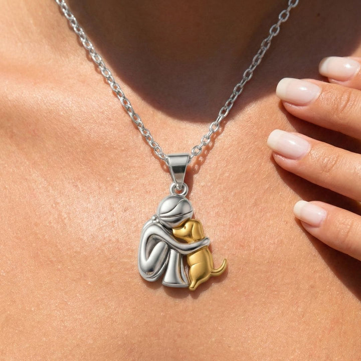 Silver &amp; Gold Hug Dog Necklace
