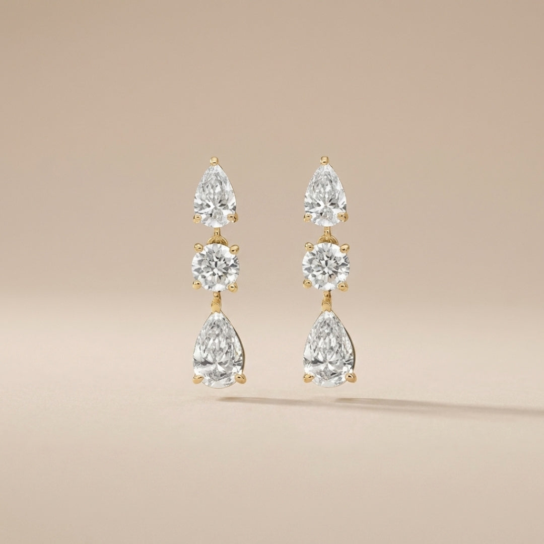 Third Time's a Charm Drop Earrings Pear 2.7ctw Diamond
