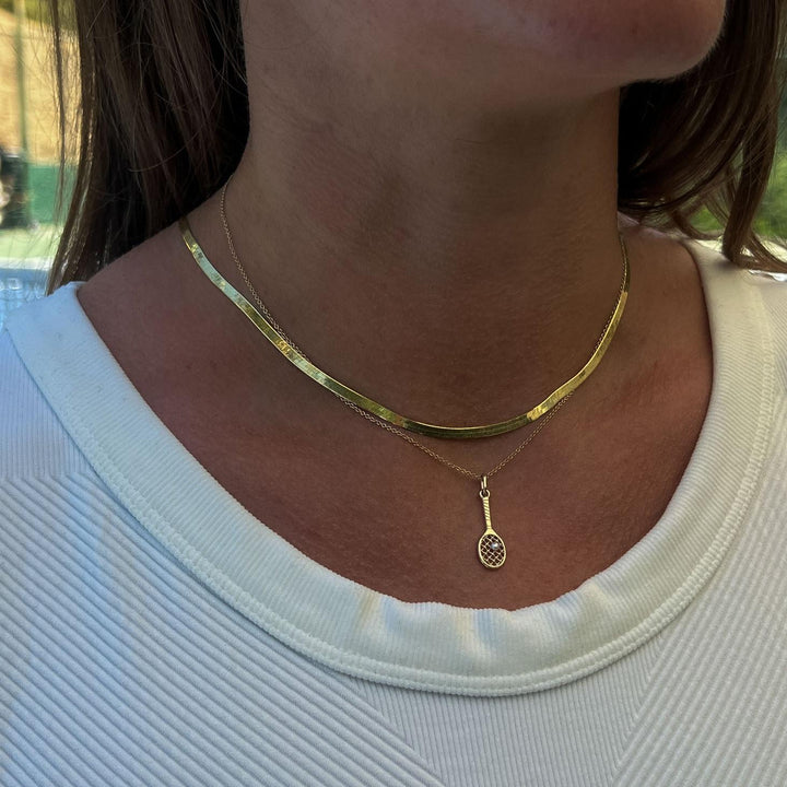 Kinn x Sunset Tennis Club Ball And Racquet Necklace Pearl