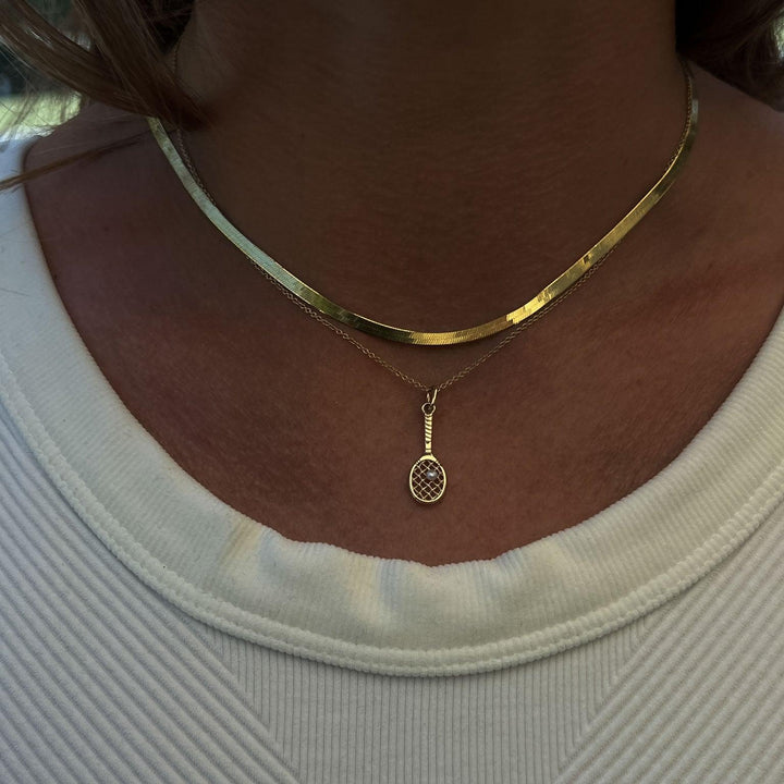 Kinn x Sunset Tennis Club Ball And Racquet Necklace Pearl