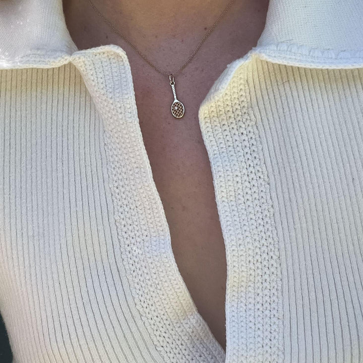 Kinn x Sunset Tennis Club Ball And Racquet Necklace Pearl
