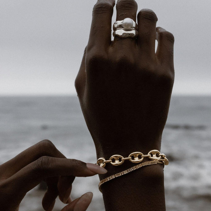 Serena Baguette Tennis Link Bracelet Diamond