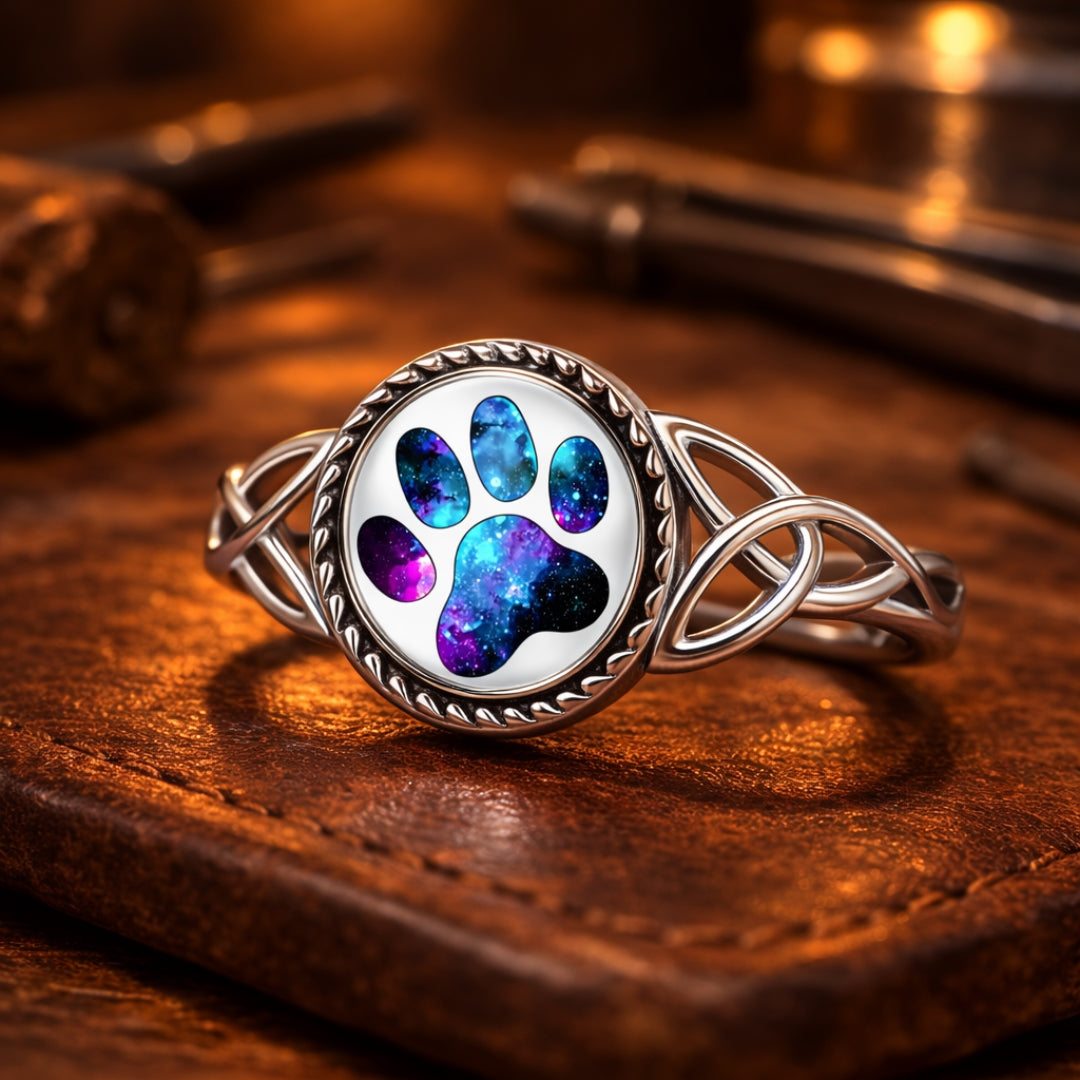 Hand-Finished Cosmic Galaxy Paw Ring