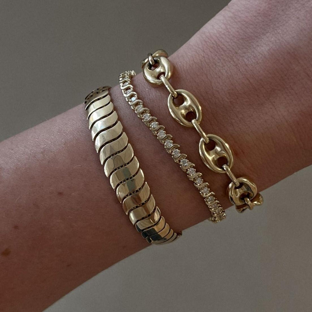 Puffed Mariner Chain Bracelet Gold