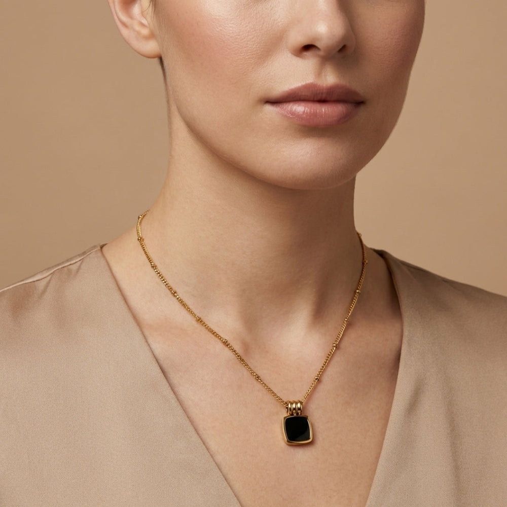 Lucia Black Pendant Necklace