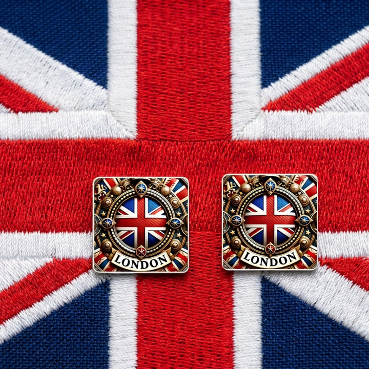 British Square Earrings