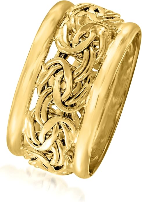 Wide Byzantine Weave Gold Ring