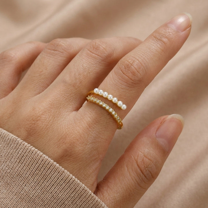 “Wrap Me” Pearl &amp; Crystal Ring