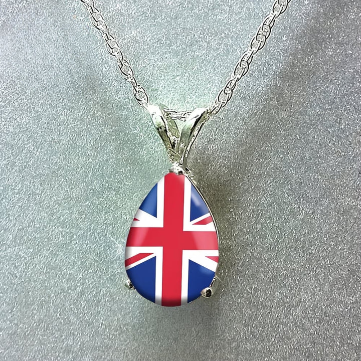 British Flag Water Drop Pendant Necklace