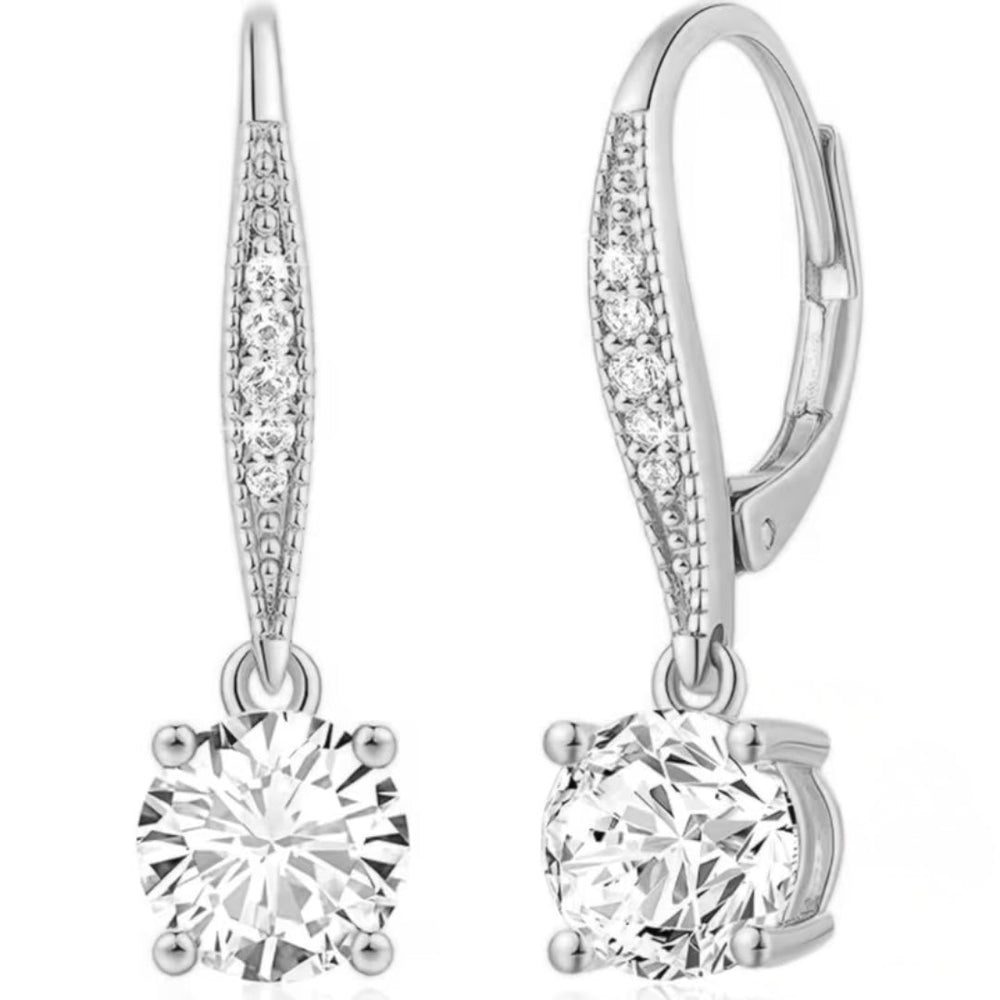 Crystal Rounded Dangle Gold Earrings
