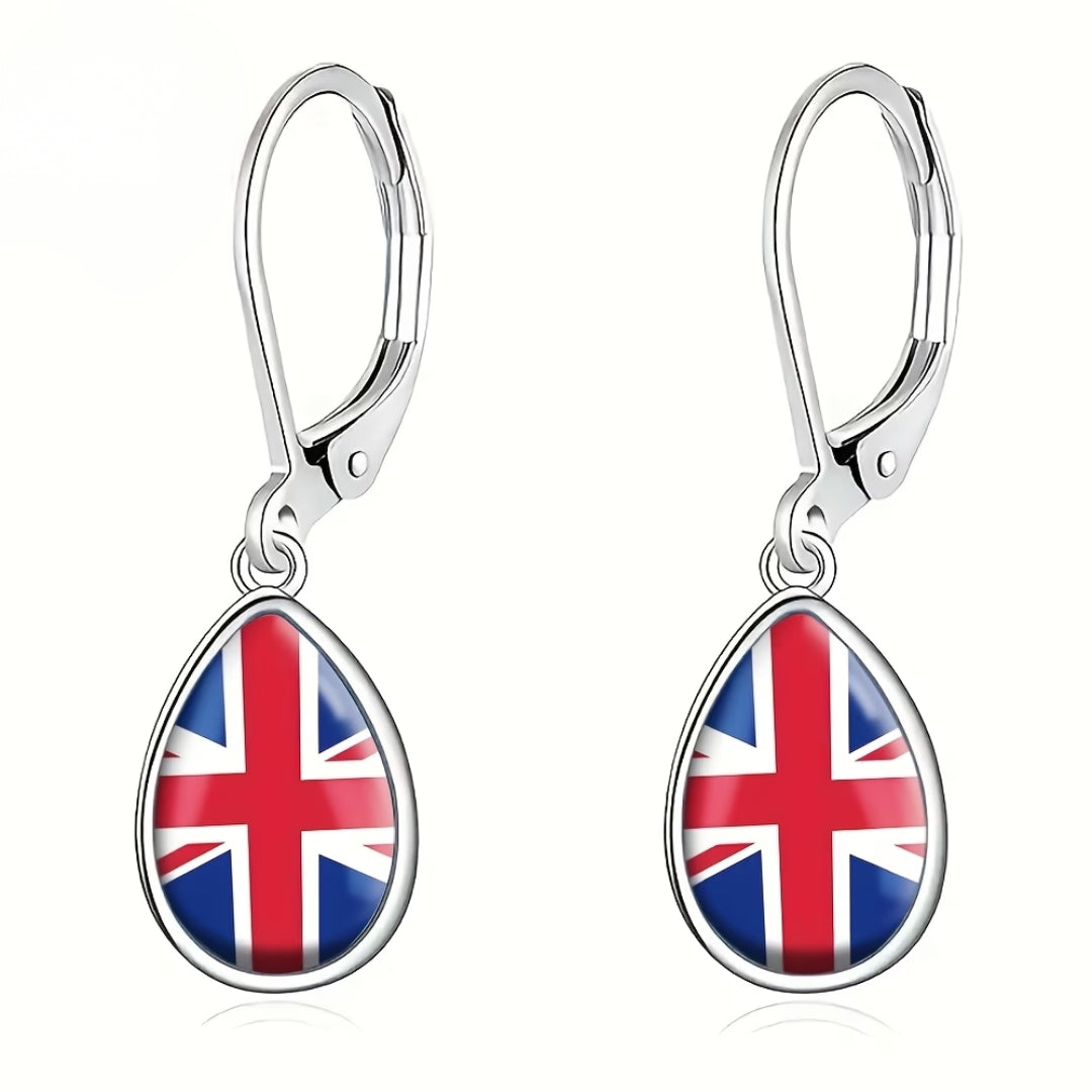 Waterdrop British Flag Pattern Earrings