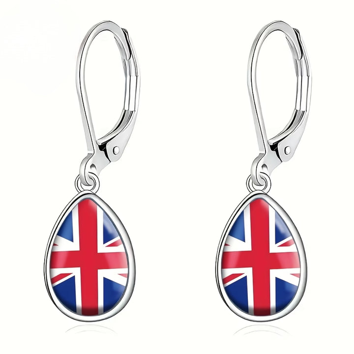 Waterdrop British Flag Pattern Earrings