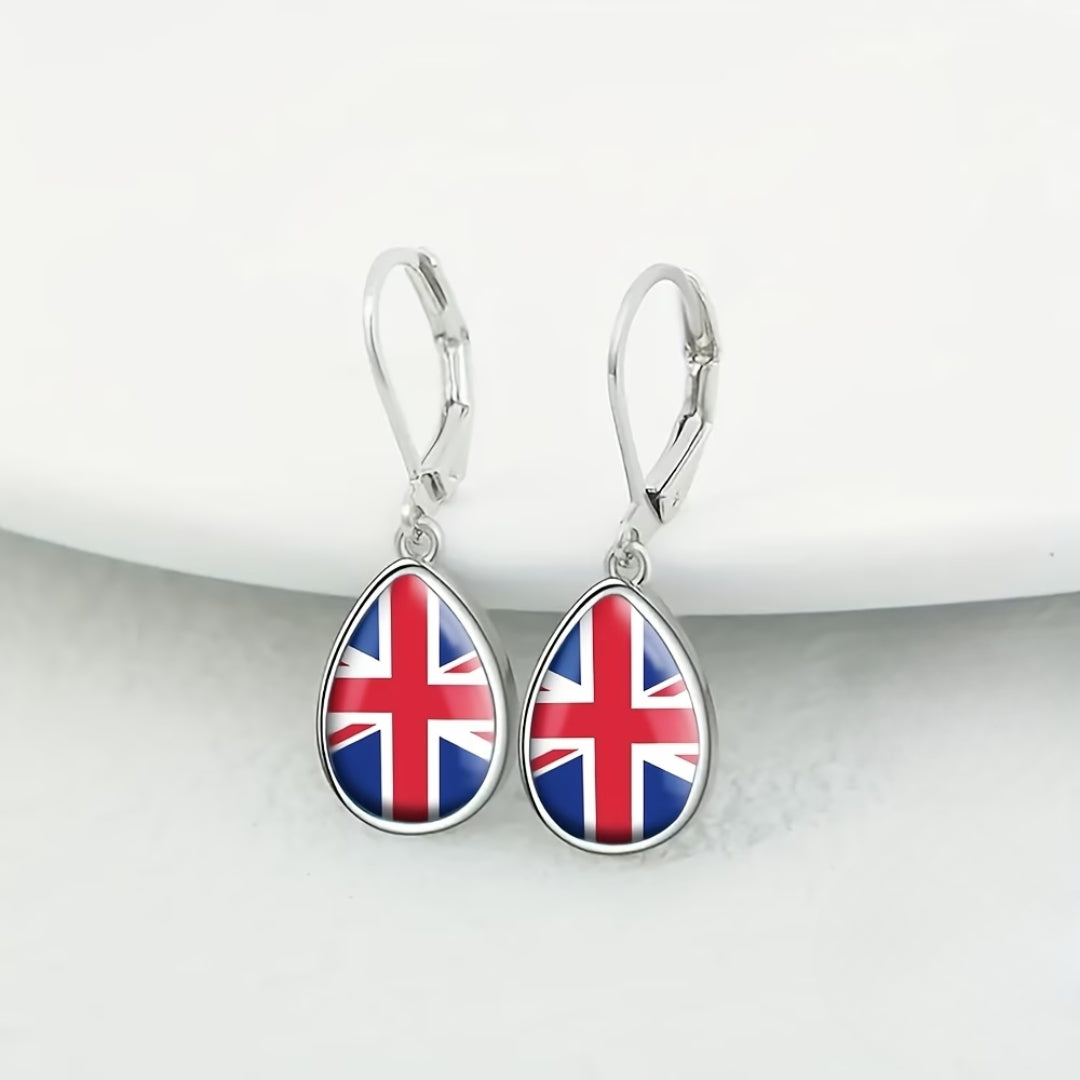 Waterdrop British Flag Pattern Earrings