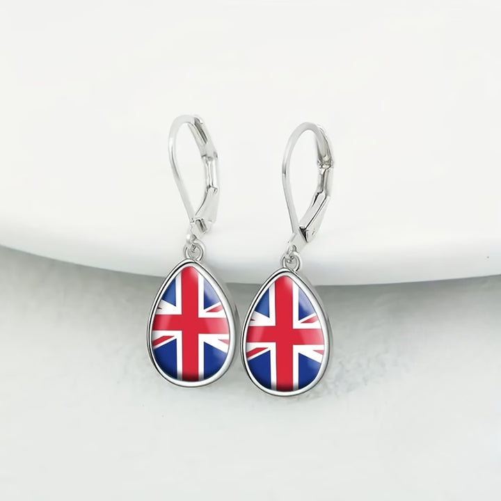 Waterdrop British Flag Pattern Earrings