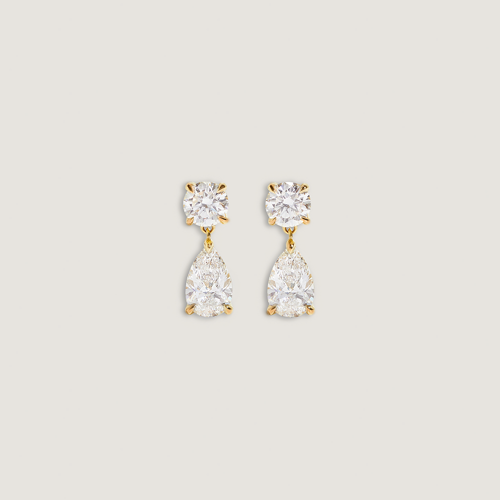 Frankie Round & Pear 4ctw Diamond Earrings