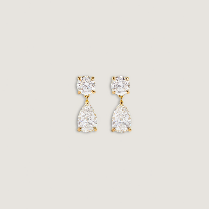 Frankie Round &amp; Pear 4ctw Diamond Earrings