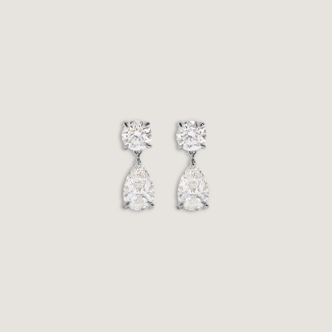 Frankie Round &amp; Pear 4ctw Diamond Earrings