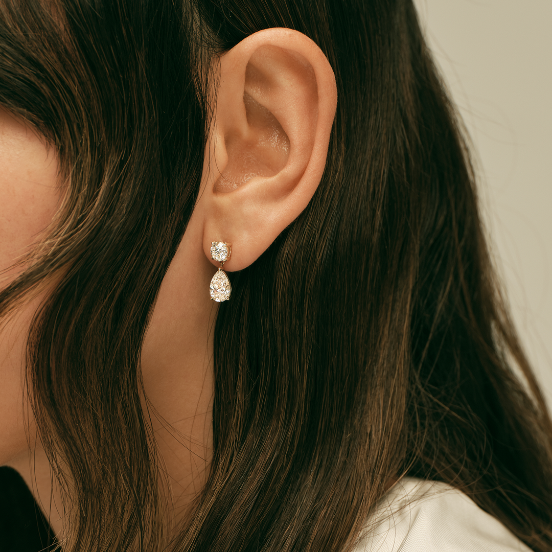 Frankie Round &amp; Pear 4ctw Diamond Earrings