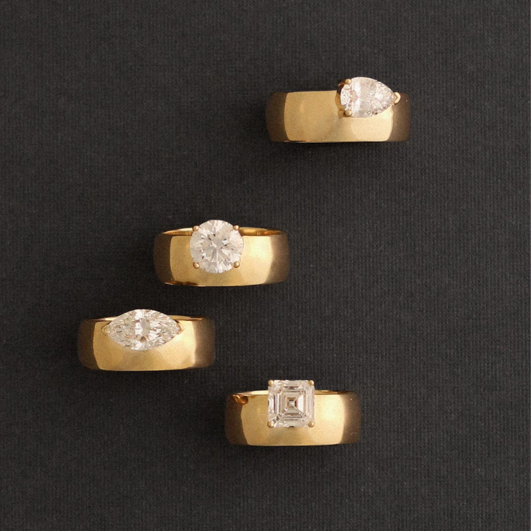 Porter Cigar Band Ring Pear Diamond
