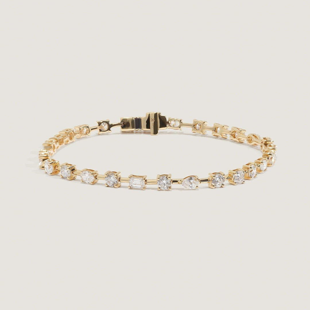 Amara Fancy Shape Tennis Bracelet Yellow Gold