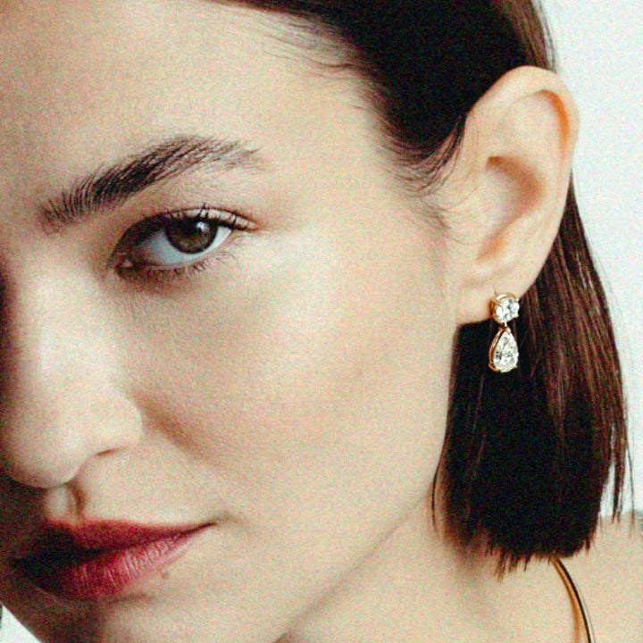 Frankie Round &amp; Pear 4ctw Diamond Earrings