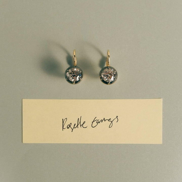 Rosette Black Rhodium Round Diamond Earrings