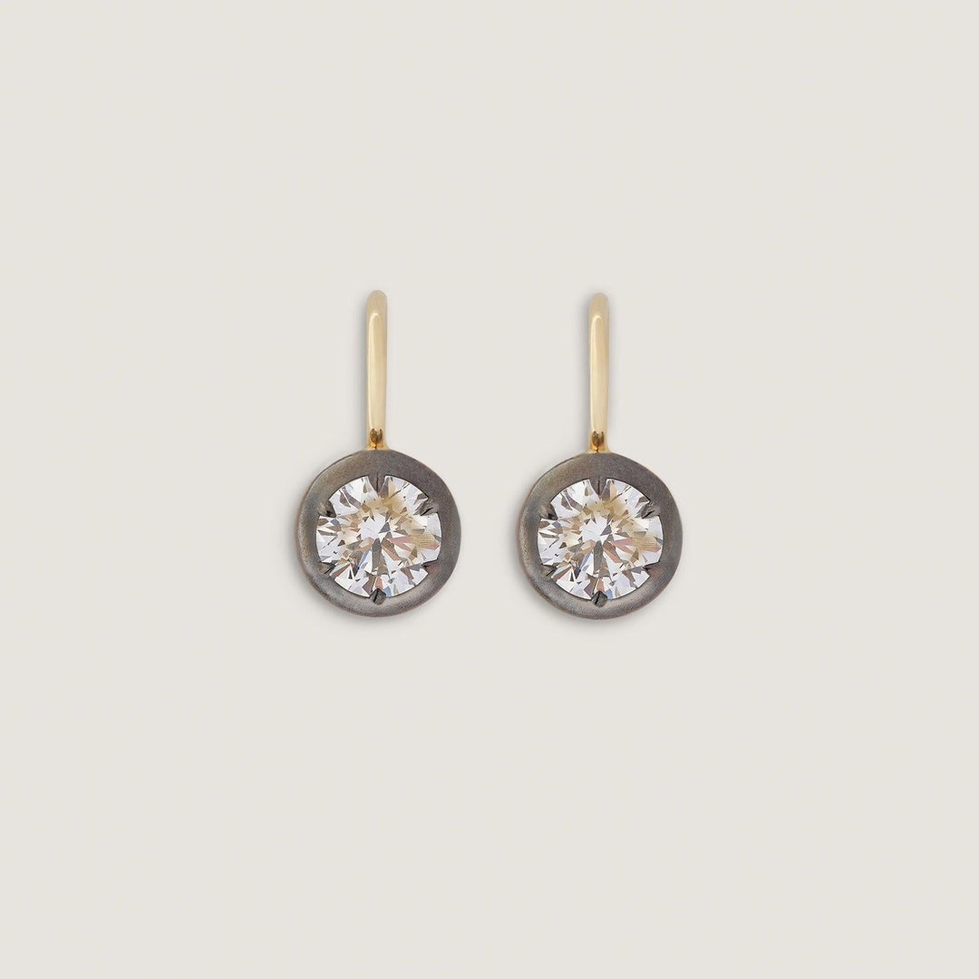 Rosette Black Rhodium Round Diamond Earrings