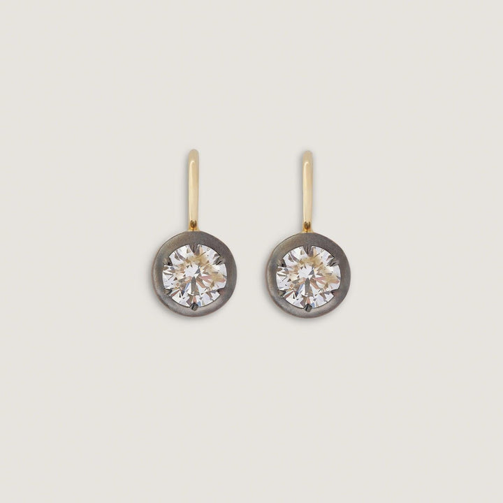Rosette Black Rhodium Round Diamond Earrings