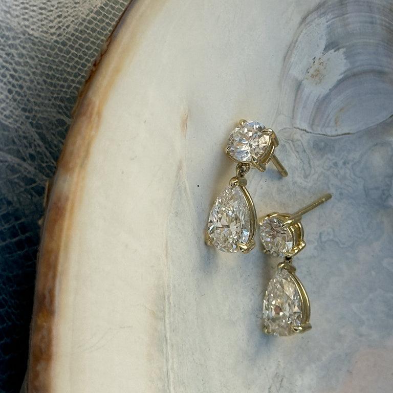 Frankie Round &amp; Pear 4ctw Diamond Earrings