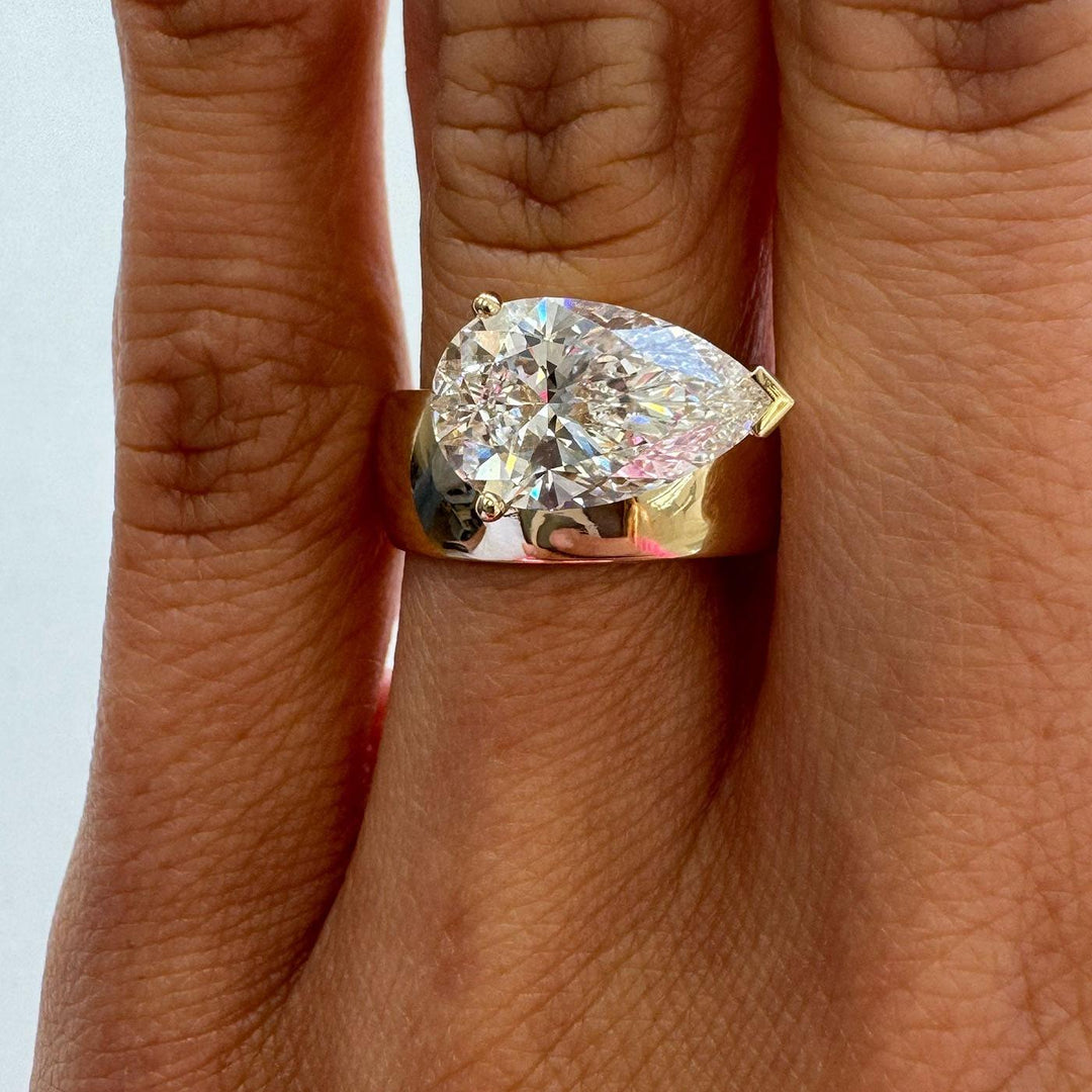 Porter Cigar Band Ring Pear Diamond