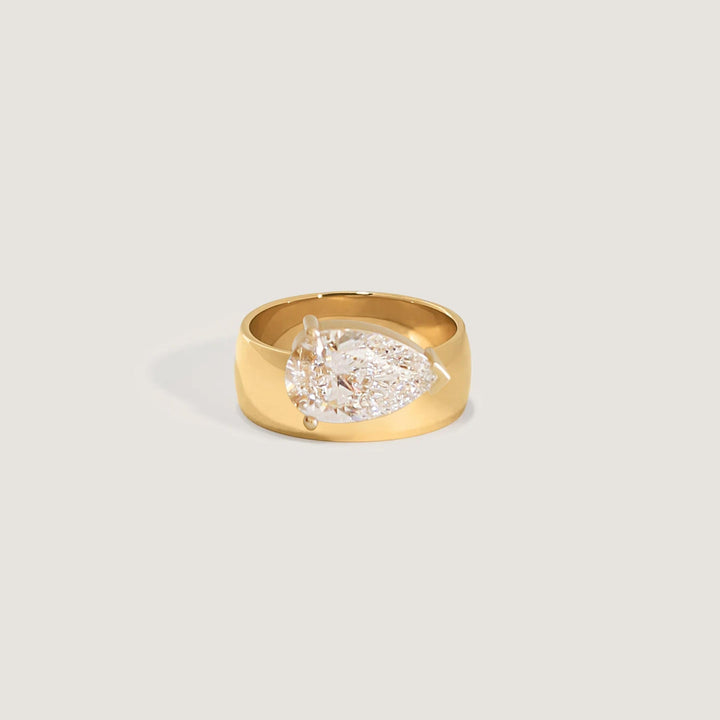 Porter Cigar Band Ring Pear Diamond