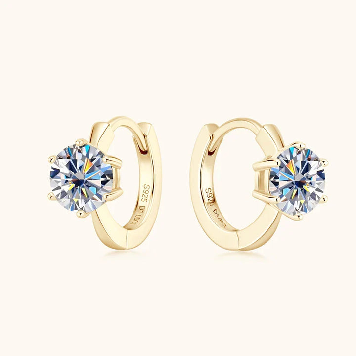 Zirconia Six-Claw Gold Earrings
